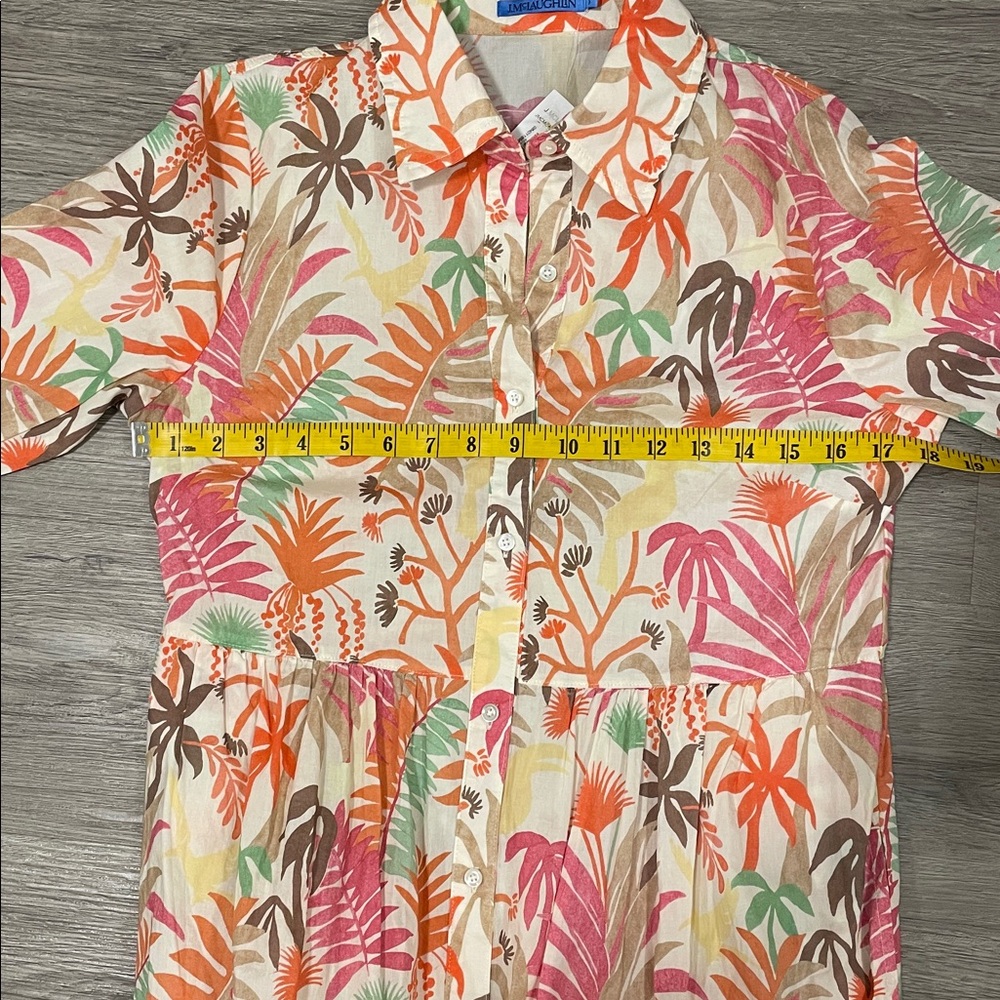 J. McLaughlin Button Front Tiered‎ Midi Dress Tropical Leaf Tybee Printed NWT S - Picture 11 of 11